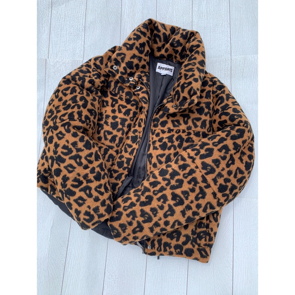 Apparis Paula Leopard Print Puffer Coat